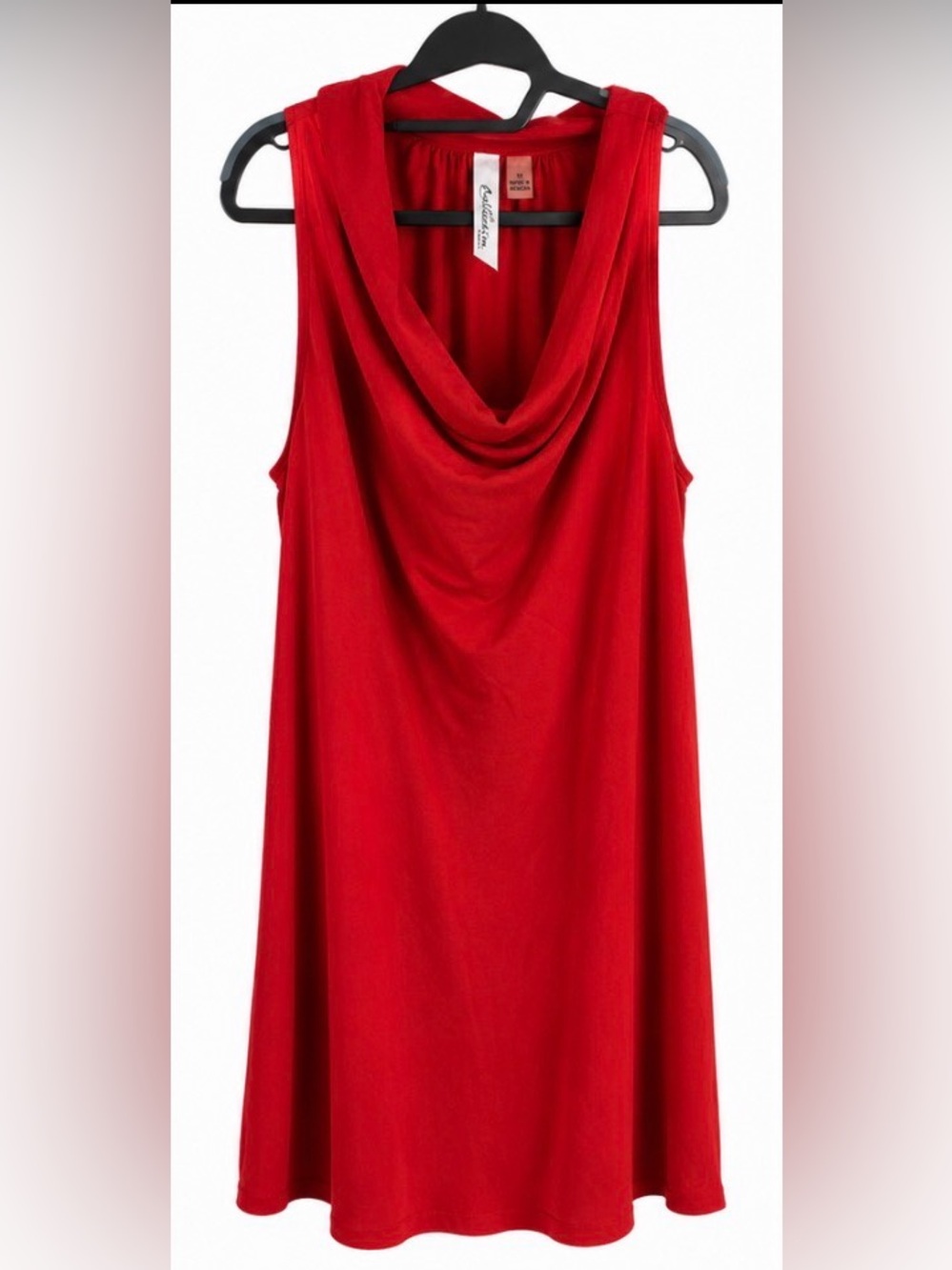 Title: Red Cowl Neck Sleeveless Tunic Dress XL